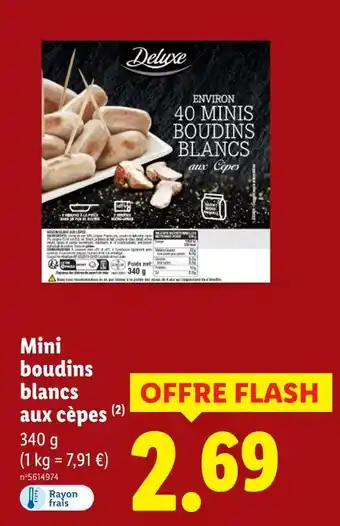 Lidl Deluxe mini boudins blancs aux cèpes offre
