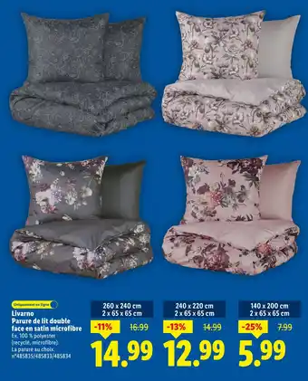 Lidl Livarno parure de lit double face en satin microfibre offre
