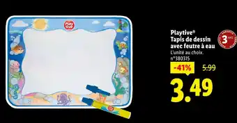 Lidl Playtive tapis de dessin avec feutre à eau offre