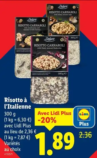 Lidl Deluxe risotto carnaroli offre