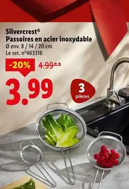Lidl Silvercrest passoires en acier inoxydable offre