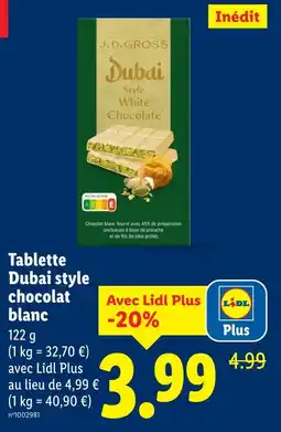 Lidl Dubai style white chocolate offre