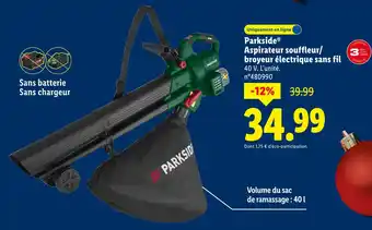 Lidl Parkside aspirateur souffleur/broyeur électrique sans fil offre
