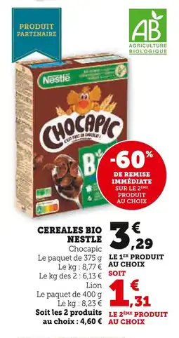 Super U Nestlé céréales bio offre