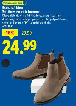 Lidl Esmara bottines en cuir homme offre