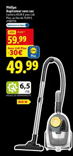 Lidl Philips aspirateur sans sac offre