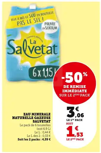 Super U Salvetat eau minérale naturelle gazeuse offre