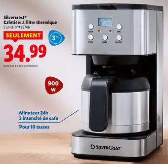 Lidl Silvercrest cafetière à filtre thermique offre