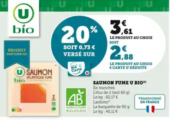 Super U U bio saumon atlantique fumé offre