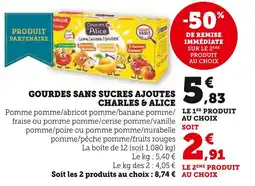 Super U Charles & alice gourdes sans sucres ajoutés offre