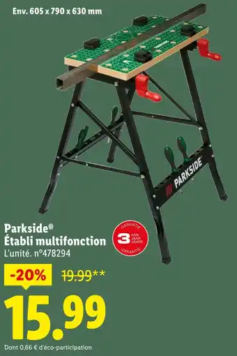Lidl Parkside établi multifonction offre