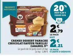 Super U U cremes dessert panache chocolat/saveur vanille/caramel offre