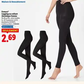 Lidl Esmara legging ou collant thermique femme offre