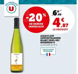 Super U U alsace aop gewurztraminer blanc demi-sec rosenhof offre