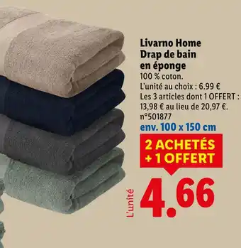 Lidl Livarno home drap de bain en éponge offre