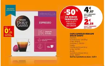 Super U Nescafe dolce gusto cafe capsules espresso offre