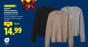 Lidl Esmara pull en mérinos premium femme offre