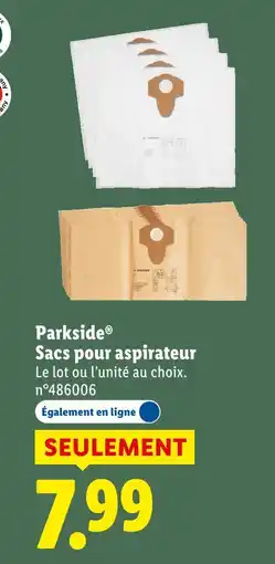 Lidl Parkside sacs pour aspirateur offre
