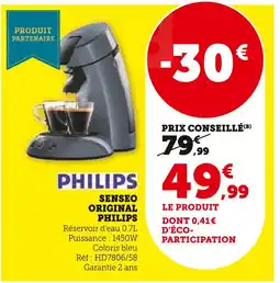 Super U Philips senseo original offre