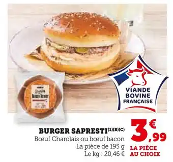 Super U Sapresti burger offre