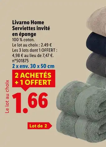 Lidl Livarno home serviettes invité en éponge offre