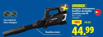 Lidl Parkside performance souffleur de feuilles à turbine sans fil offre