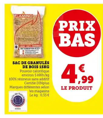 Super U Flamino sac de granulés de bois offre