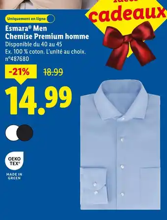 Lidl Esmara chemise premium homme offre