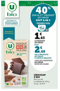 Super U U bio chocolat offre