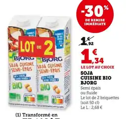 Super U Bjorg soja cuisine bio offre