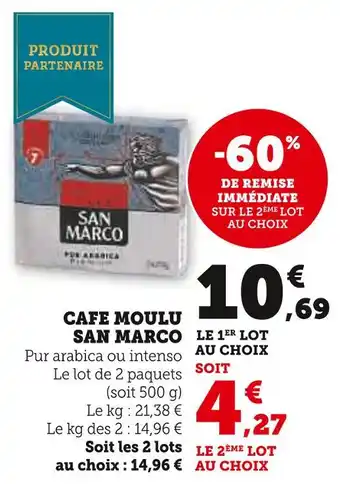 Super U San marco café moulu pur arabica offre