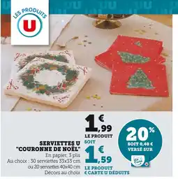 Super U U serviettes couronne de noël offre