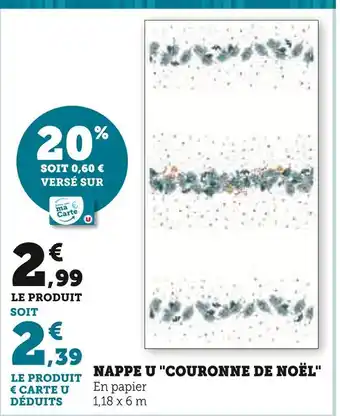 Super U U nappe couronne de noël offre