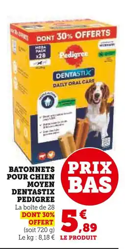 Super U Pedigree batonnets pour chien moyen dentastix offre