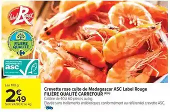 Carrefour Market Carrefour - crevette rose cuite de madagascar asc label rouge offre