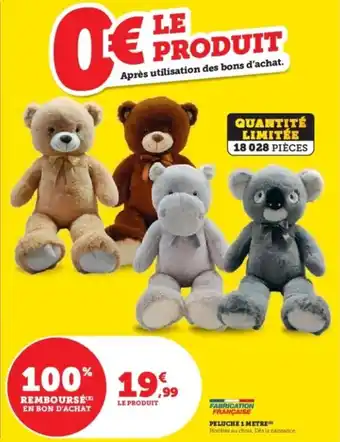 Super U Peluche 1 metre offre