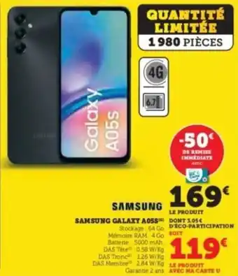 Super U Samsung galaxy a05s offre