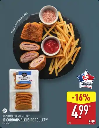ALDI St-clément le volailler 10 cordons bleus de poulet offre