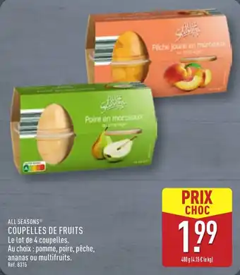 ALDI All seasons coupelles de fruits offre