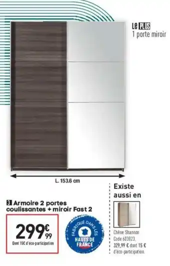 Conforama Armoire 2 portes coulissantes offre