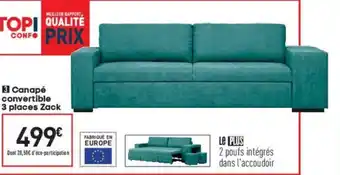 Conforama Canapé convertible 3 places zack offre