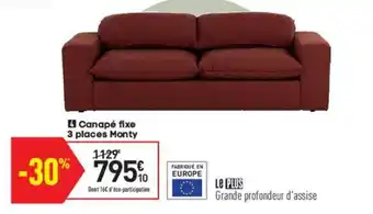 Conforama Canapé fixe 3 places monty offre
