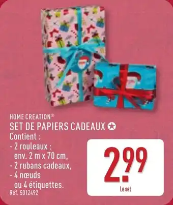 ALDI Home creation set de papiers cadeaux offre