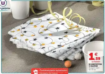 Super U 50 Serviettes U Maison offre