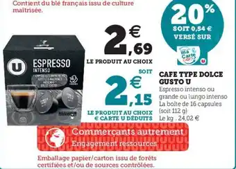 Super U Cafe Type Dolce Gusto U offre