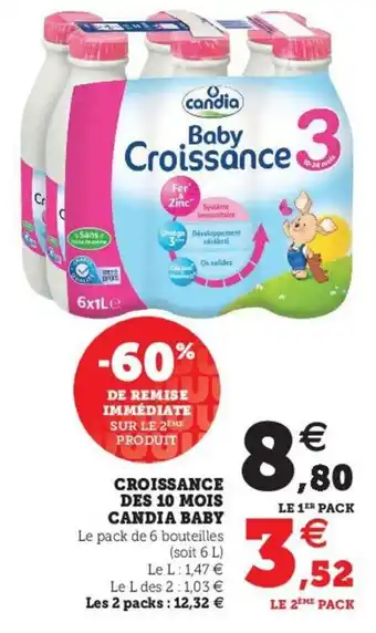 Super U Croissance des 10 mois Candia Baby offre