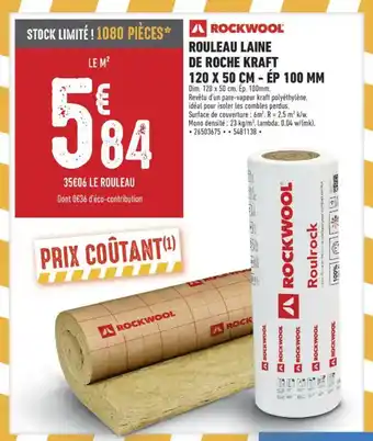 Brico Cash ROCKWOOL Rouleau laine de roche kraft offre