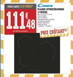 Brico Cash CANDY Plaque vitrocéramique 3 foyers offre