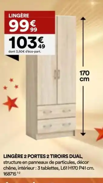 BUT Lingère 2 portes 2 tiroirs dual offre