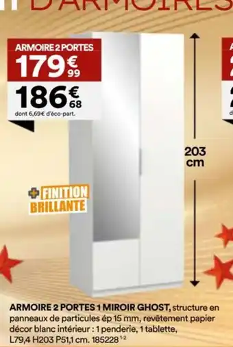BUT Armoire 2 portes 1 miroir ghost offre